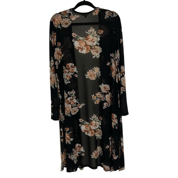 FASHION NOVA Black Floral Semi-Sheer Mesh Duster Cardigan 2X - Picture 7 of 12